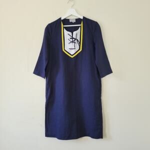 Pure Collection Navy Linen Lace-Up Tunic Dress